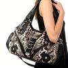 Vintage Leopardenmuster Tragetasche Große Kapazität Mehrere Taschen Vielseitig Schultertasche Umhängetasche Damen Nieten-Design Handtasche