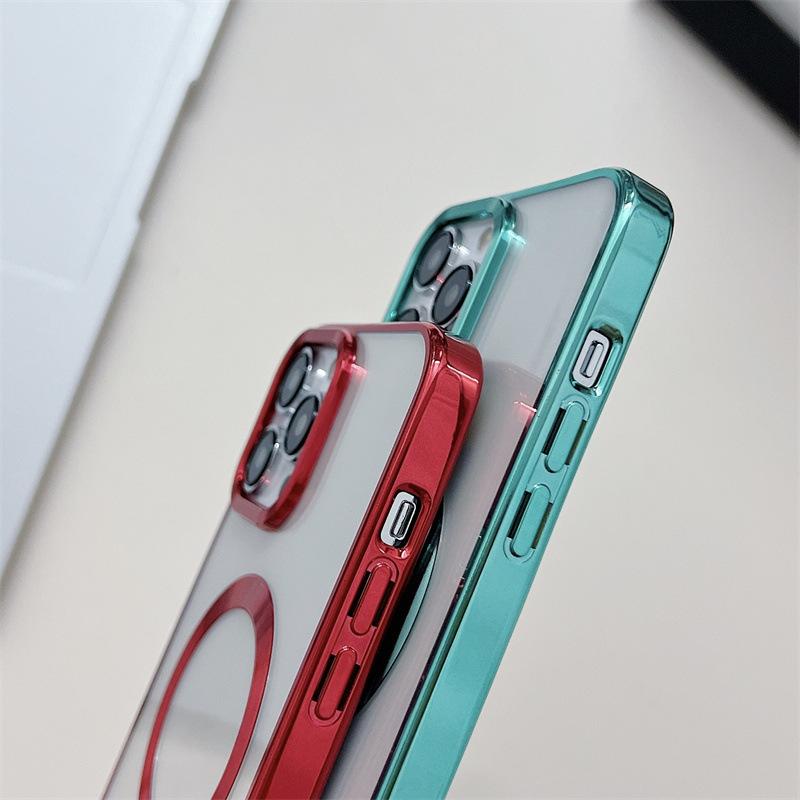 Applicable to iPhone17ProMax Gold Shield Apple 16Pro Electroplating Mobile Phone Case Transparent 15 Magnetic 14 Soft