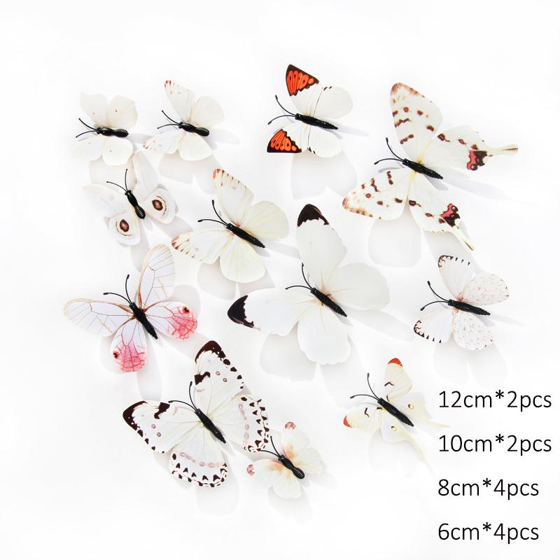 12Pcs Simulated Butterfly Stickers Art Creative Home Background Stereoscopic Decoration 3D Butterfly Wall Stickers