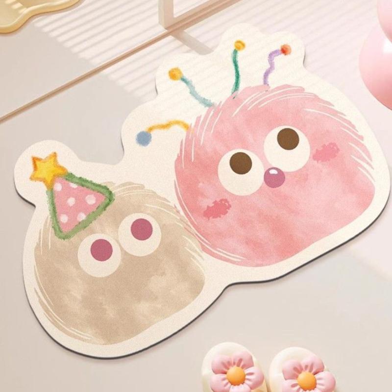 Anti Slip Bath Mat Cute Cartoon Diatomaceous Earth Bathroom Mat With Rubber Backing Quick Drying Foot Mats 40x60CM Shower Carpet