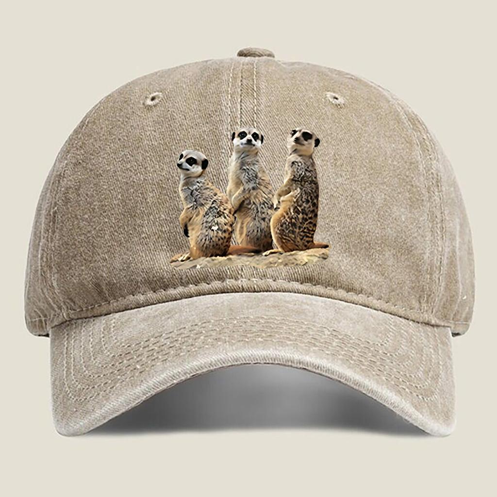 Erdmännchen-Trio Wildtier-Fandom, Süße Vibes verbreitend Gewaschene Baseballkappe Outdoor Für Damen Unisex FeUnisex Mode Dad Hat Hip Hop