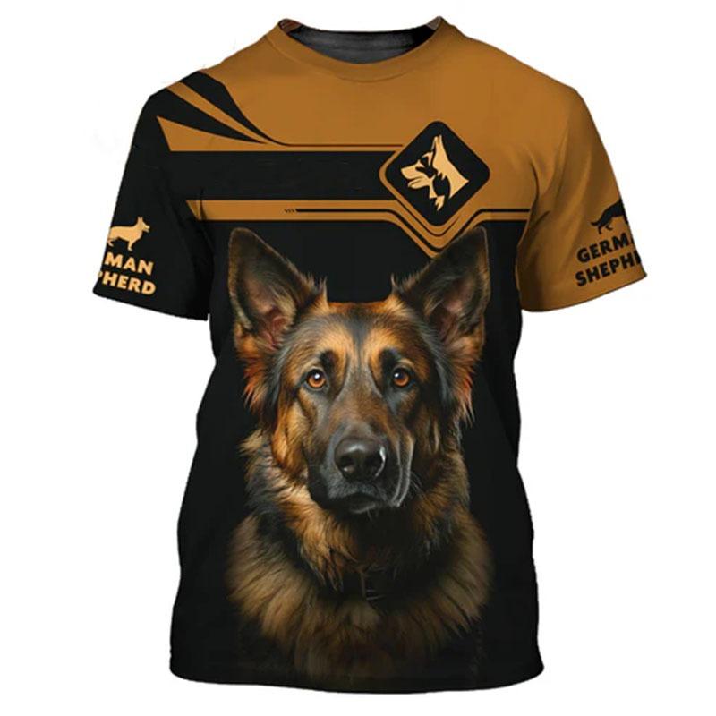 German Shepherd 3D Print T-Shirts Men's Summer Casual Crew Neck Short Sleeve T Shirt Oversized Tees Harajuku Tops Man Clothing