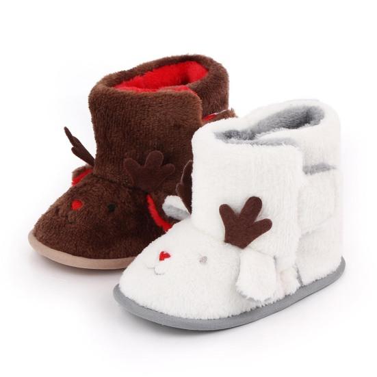 Winter Warm Christmas Cartoon Deer Baby Shoes Soft-soled Infant Toddler Boots