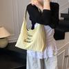 Large Capacity Pleated Bag Women's New Summer Versatile Shoulder Underarm Bag College Student Class Tote Bag