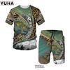 Wędkarstwo karpiowe 3D z nadrukiem letni zabawny T-shirt zestaw szortów męska odzież sportowa dresy O Neck z krótkim rękawem fajne męskie ubrania