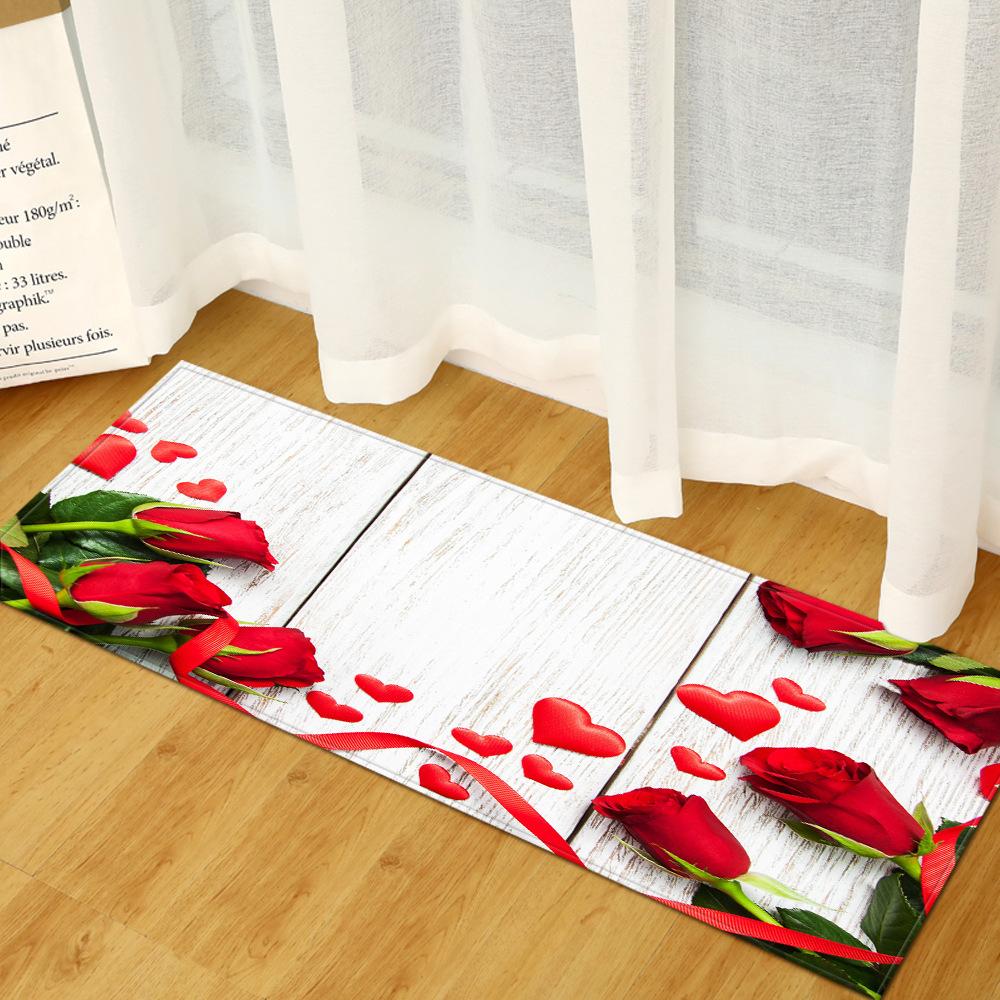 Valentine'S Day Rose Romantic Floor Mat Door Mat Kitchen Mat