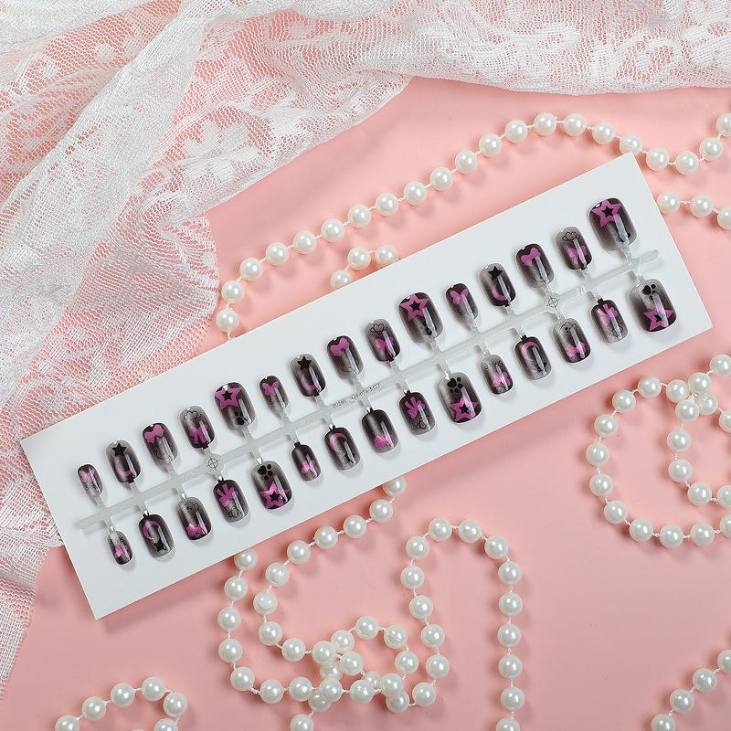 European Style Nail Stickers with Glass Beads, Stars, Bows, Puppy  Cat Eye Designs