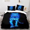 Purple Fire Tiger Duvet Cover Set 3D Print Wild Animals Queen King Size Bedding Set For Kid Boy Teen Comforter Cover With Zipper