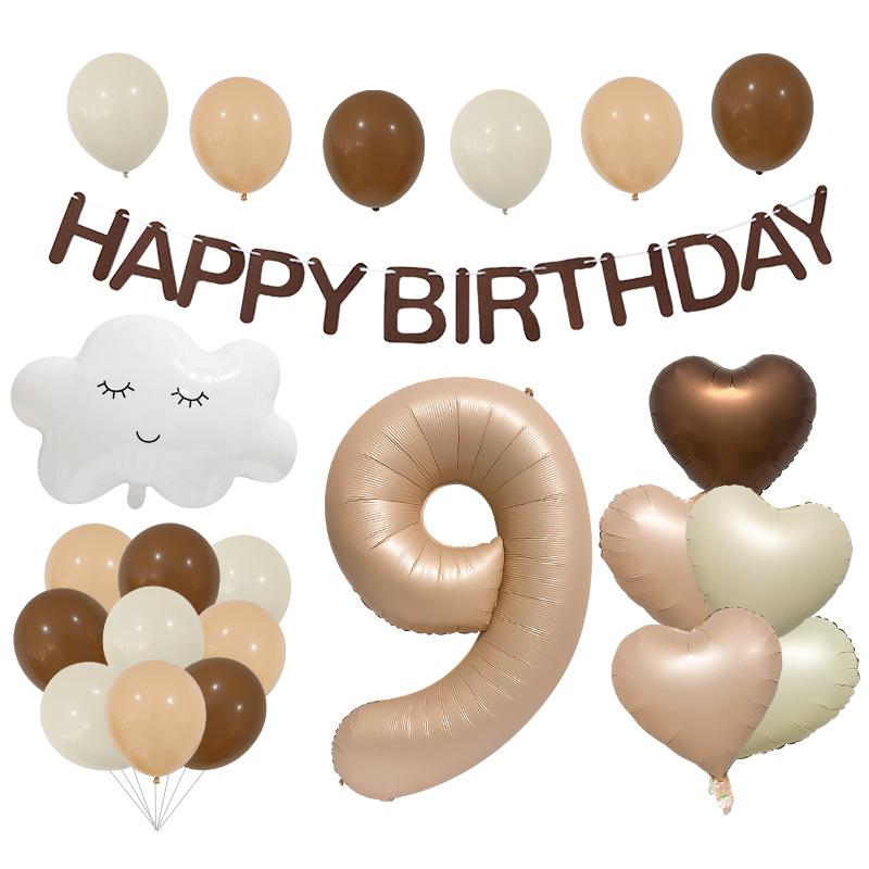 Wind caramel balloon birthday venue arrangement love balloon bundle closed eyes cloud aluminum film set cloth