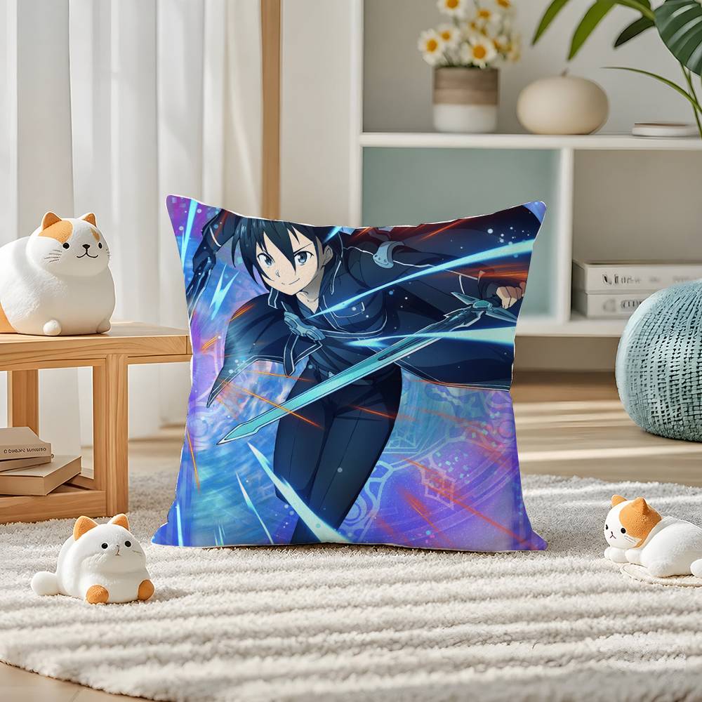 Sword Art Online Goddess Stacia Asuna Plush Pillow Cover Soft Short Plush Cushion Cover For Sofa Bedroom Home Decor Gift