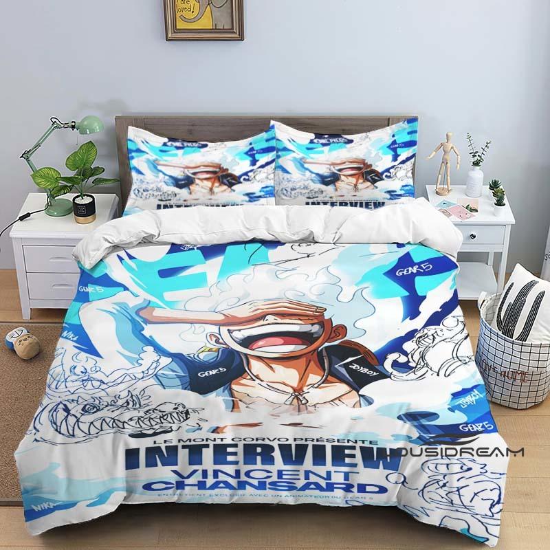 3-piece ONE PIECE Monkey D. Luffy Cartoon Bedding Set (duvet Cover and Pillowcases), Extra-large/large Size, Polyester, Machine