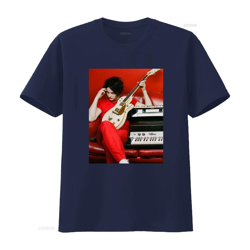 The White Stripes Jack Estética Ropa Retro Minimalista Camiseta Cumpleaños Música Rock para fans vintage Lavado Elástico hombre