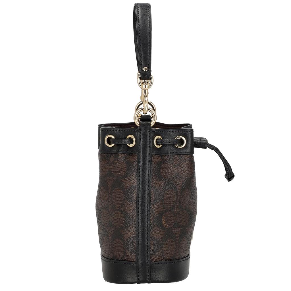 Coach Dempsey 14 Logo Kordelzugverschluss PVC und Leder Beuteltasche Damen Taschen Dunkelbraun CW299-IMXAQ