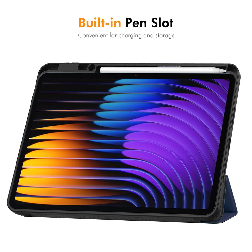 For Xiaomi Pad 7 Pro/Xiaomi Pad 7 ENKAY Tri-Fold Stand Tablet Case PU Leather+TPU Smart Cover with Pencil Holder