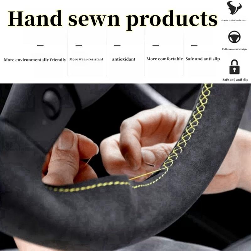 Car Steering Wheel Cover For Mercedes Benz A45 AMG W176 C63 W204 CLA C117 CLS S-Model 2011-2016 Suede DIY Steering Wrap