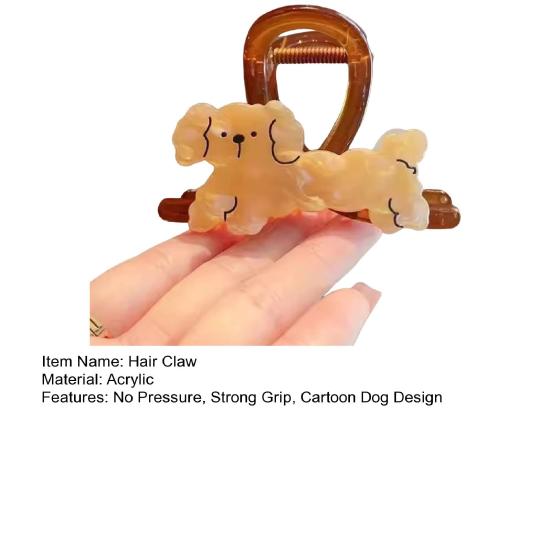 Hair Claw Cartoon Dog Design No Pressure Strong Grip Hair Clip