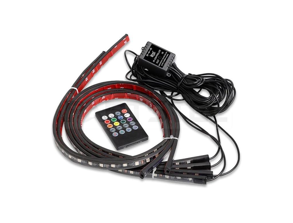 MOTOR POWER 12V RGB LED Set of Remote Control Neon Strip Sound ACC Underlight, 90cm/120cm, 4, Included, Light, Illumination, Sensor, Multi-Color
