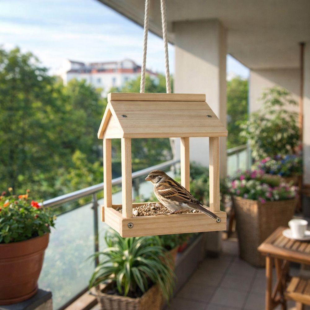 Wear-resistant Hummingbird Feeders Wooden Open Bird Feeder Pet Supplies Hanging Birdhouse  Pathway