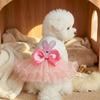 Bowknot Easter Dog Puffy Skirt Summer Rabbit Pattern Pet Princess Dress Tutu Style Breathable Dog Mesh Fluffy Skirt Photo Outfit