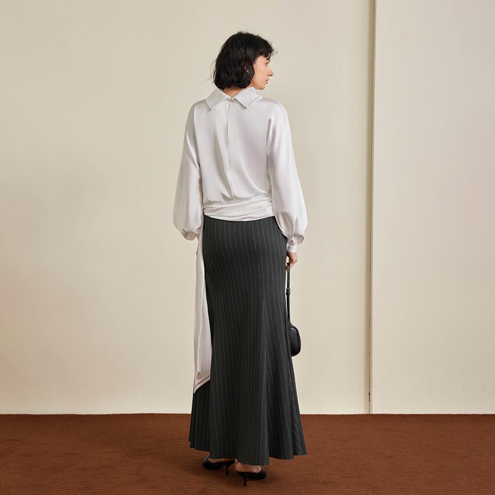Waiwaiaiem Yy_Slim High-Waisted Striped Skirt