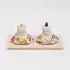 Fukubeya Seto Ware Hina Dolls, Peach Blossom Design, Cat Hina Dolls, with Stand and Screen, Modern and Cute, Perfect for Gifts (Cat)