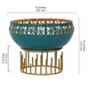 Two Moustaches 8 Inches Decorative Metal Urli with Stand, Urli for Home Decor, Flowers Decoration Bowl