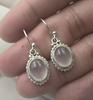 Rose Quartz Earrings 925 Sterling Silver Dangle Oval Gemstone Jewelry