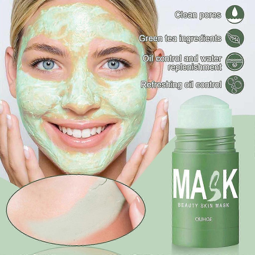 OUHOE Green Tea Mask Stick Deep Clean for Acne & Blackheads, Tightening Pores