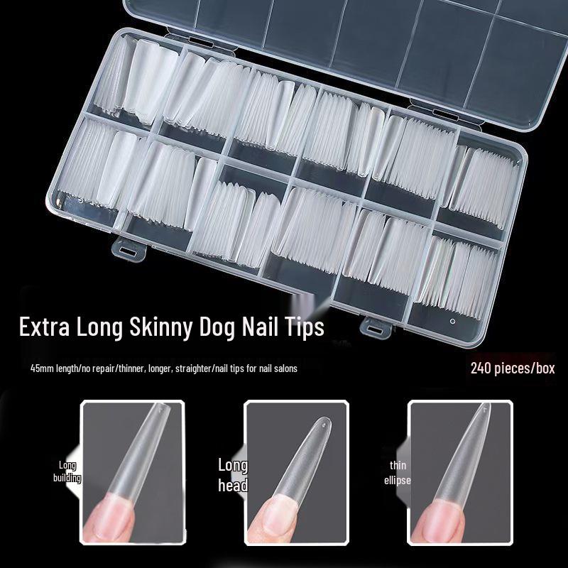 

Extra Long Matte Trapezoid Nail Tips - 4.5cm Pointed Thin No-Trace False Nails