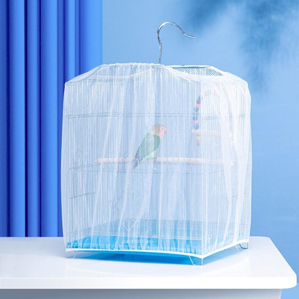 5pcs New Universal Bird Cage Cover Elastic Multi-size Anti Splash Guard Washable White Feather Catcher Net Pet Protection