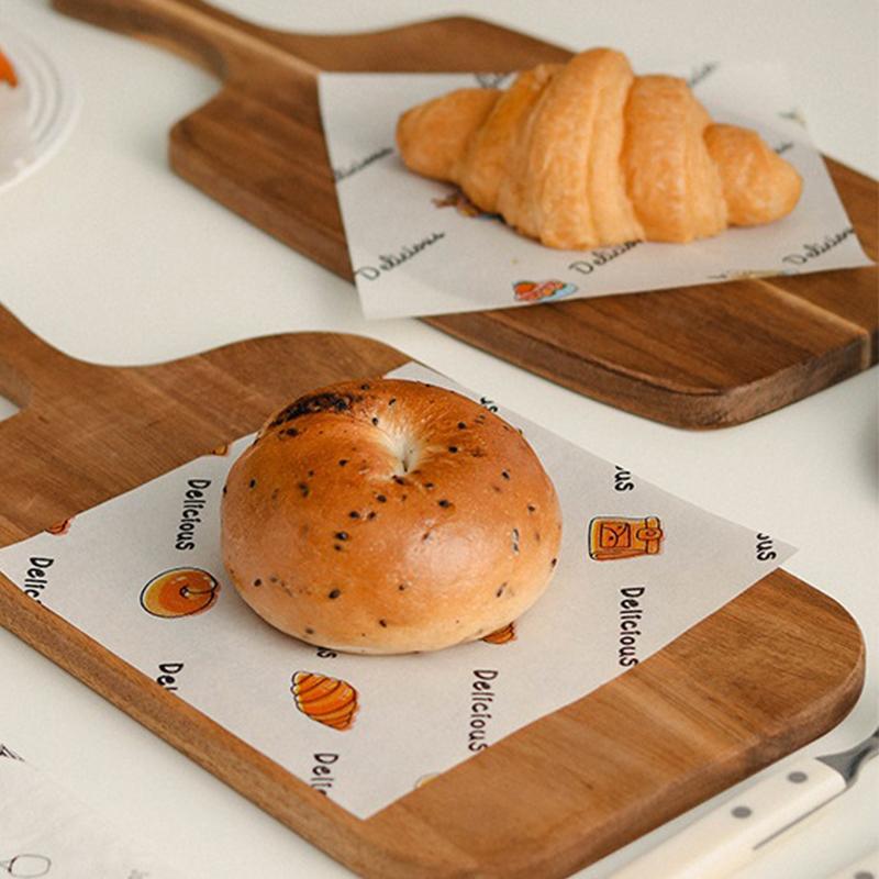 100Pcs Deli Wax Paper Sheets For Food Basket Liner Cake Style Printed Greaseproof Deli Paper For Wrapping Bread Burgers