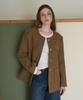 DEHEVE Classic Wool Collarless Jacket [Brown]