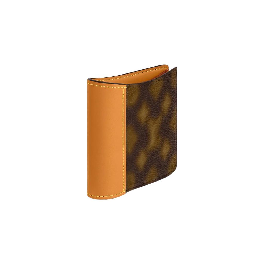 Louis Vuitton Slender Brand Pattern Distressed Metal Trim Coated Canvas And Leather Wallet Men wallet Brown M81583