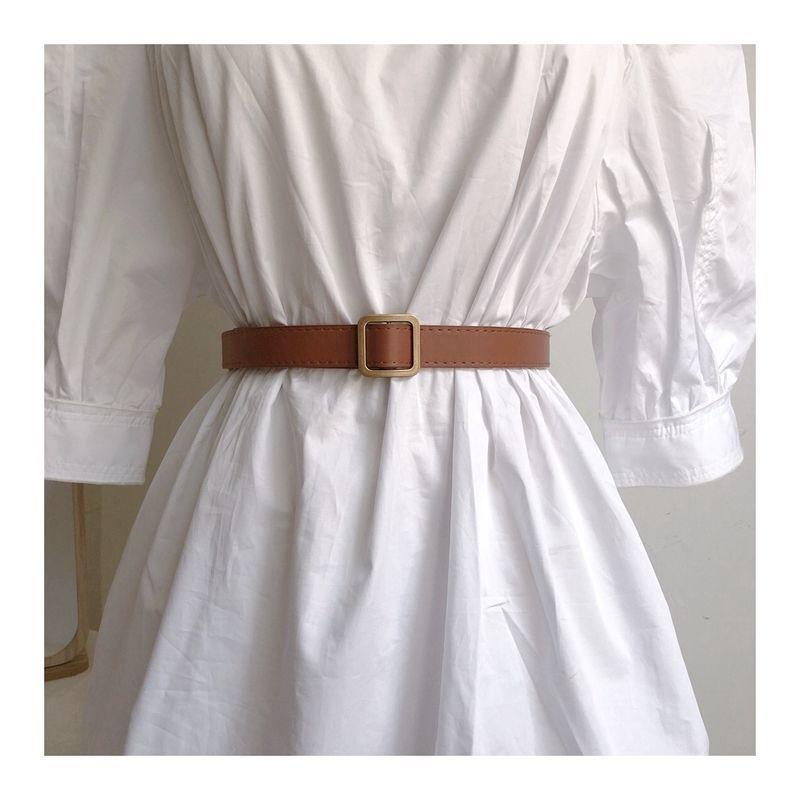 Ontrend Soft Womens Pu Square Buckle Belt Suitable For School And Casual Styles Everyday