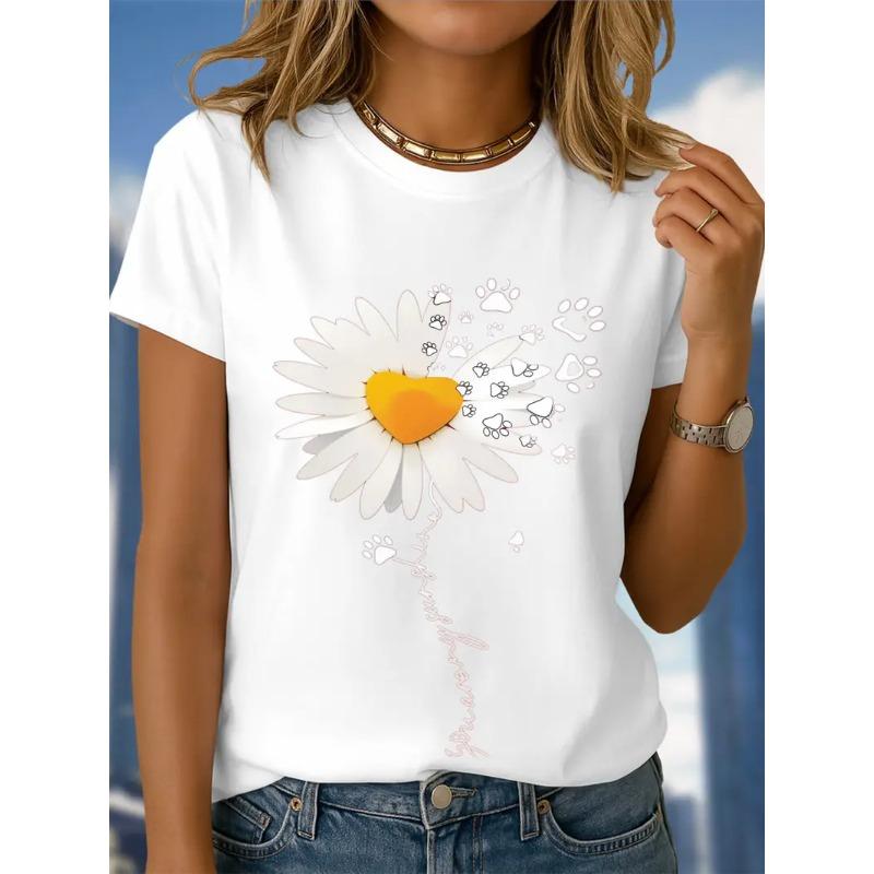 Ladies Light Blue 3D T-shirt Round Neck Short Sleeved Soft Daily Top Comfortable Casual Shirt Fashiona Printed Design