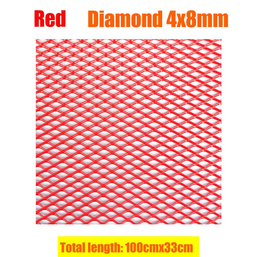 100x33cm Diamond Hole Aluminium Racing Car Bumper Grille Grill Mesh Net Vent Black Silver Red Blue Tuning Universal