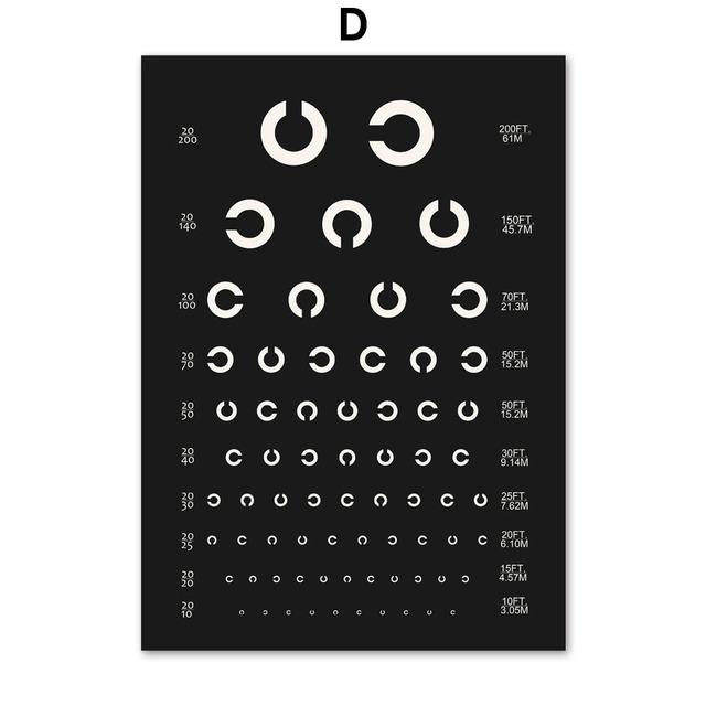 Visual Acuity Eye Exam Chart Posters and Prints Vision Test Tables Canvas Painting Classroom Study Wall Art Picture Decor Cuadro