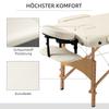 Portable Massage Bed, Folding Spa Beauty Massage Table with 2 Sections, Carry Bag and Wooden Frame, Cream