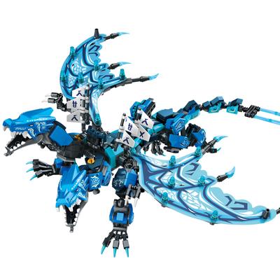 Série Eau Glacée Ensemble de Blocs de Construction Dragon Élémentaire à Double Tête Kit de Briques Modèle Dessin Animé Classique Jouets pour Enfants Cadeau