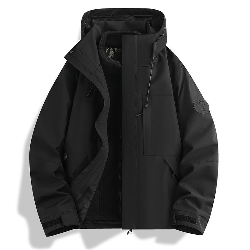 Mens 3-in-1 Waterproof Windproof Outdoor Hiking Jacket With Removable Fleece Liner Layered Coat