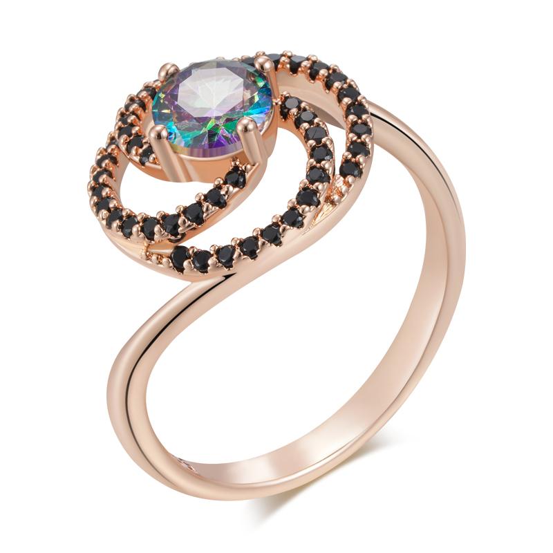 

Незвичайна каблучка нареченої кольору рожевого золота для жінок, блискучі різнокольорові аксесуари з натурального циркону, повсякденні вишукані ювелірні вироби 10