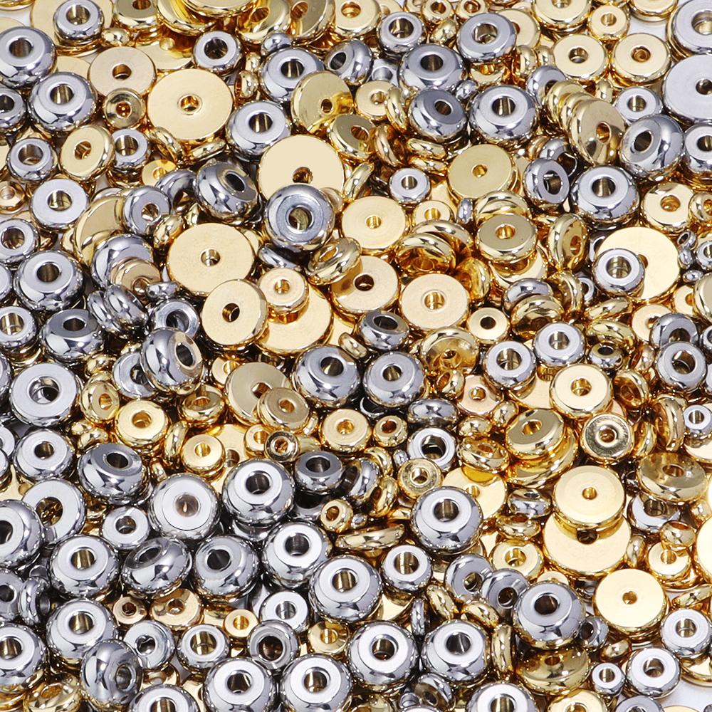 20/50pcs Stainless Steel Spacer Beads Flat Round Loose Wheel Beads For Jewelry Making DIY Charms Bracelet Necklace Accessories