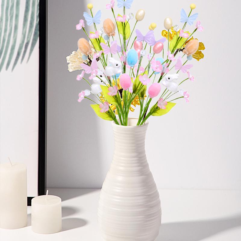 1Pc Rabbit Bouquet Practical Artificial Flower DIY Easter Decoration INS Resurrection Egg Festival Supplies
