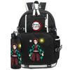 2Pcs/set Anime Demon Slayer Printed Backpack with 750Ml Water Bottler for Teenager Student Girl Boy Large Capacity Waterproof Bookbag Gift