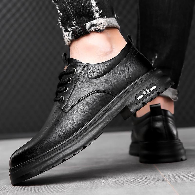 2025 spring new men's handmade online casual leather shoes men's retro trend tooling big head leather shoes 2025
