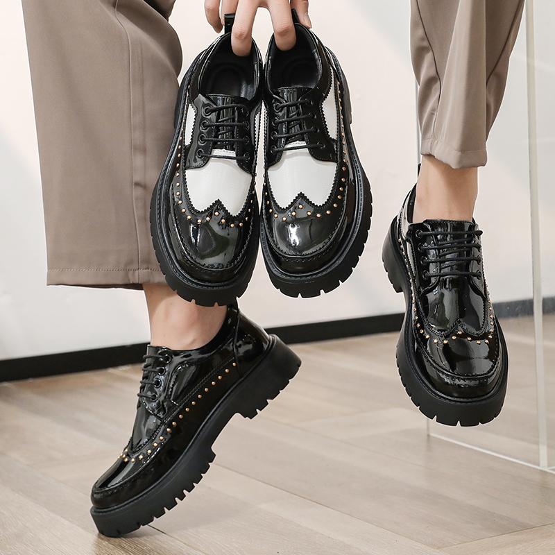 Fashion Men Business Brogues Platform Light Comfortable Fashion Hiking Shoes Lace-up Business Office Fair Shoes Men Size 38-46