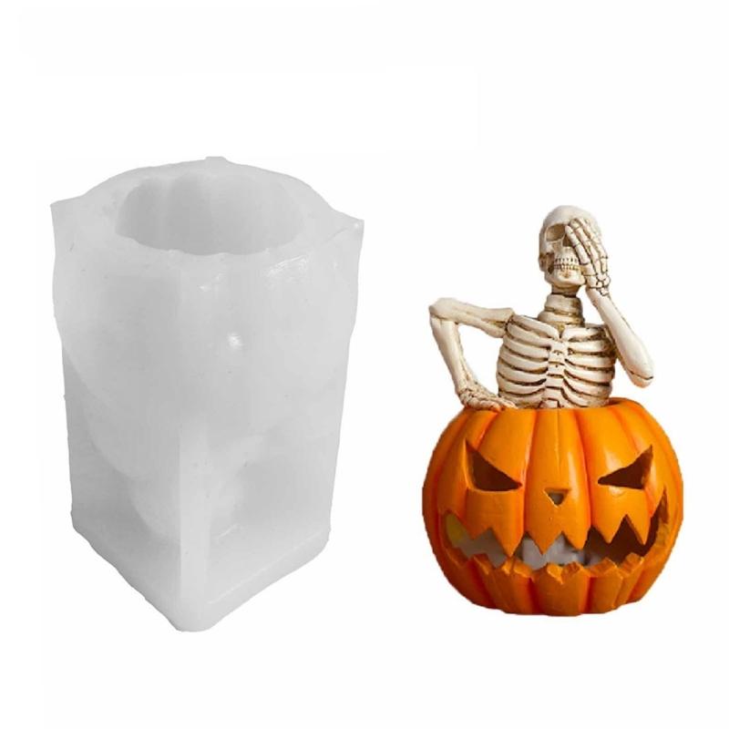 3D Skeleton Candle Mould Halloween Silicone Molds Pumpkins Castings Molds Handmade Plasters Molds Craft Supplies