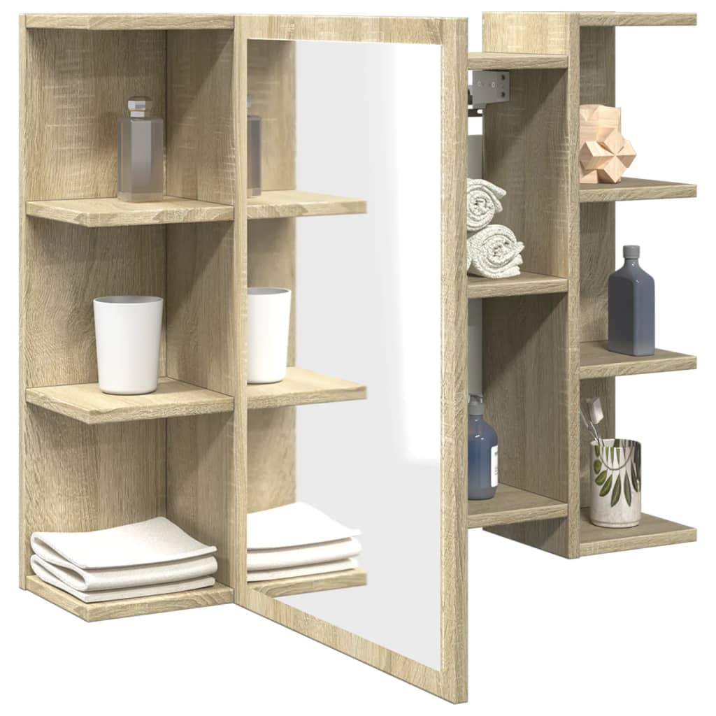 Badezimmer-Spiegelschrank, Badezimmer-Hänge-Badewannenspiegel Mit Ablagefach Hinter Dem Spiegel, 80x20,5x64 Cm Holzwerkstoffplatte