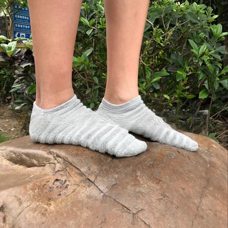 5 Pairs of Caterpillar Men's Short Socks Solid Colour Shallow Towel Thickened Sweat Breathable Sports Socks Autumn Cotton Boat Socks