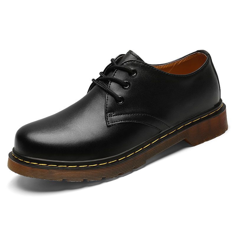 

2025 новая кожаная обувь мужская кожа тренд корейская версия рабочие ботинки ретро обувь для пары ботинки Мартин мужские низкие ботинки 37